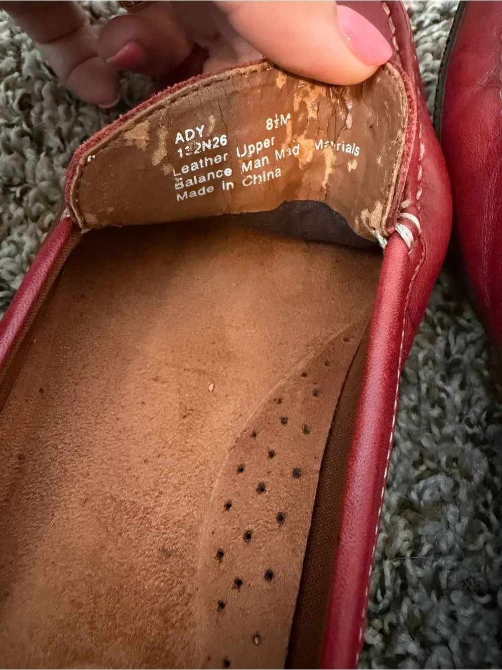 ⚡️Naturalizer Red Leather Slip-On Loafers with Decorative Studs